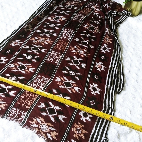 J.Crew striped black/white/maroon scarf lightweigh - Picture 5 of 8